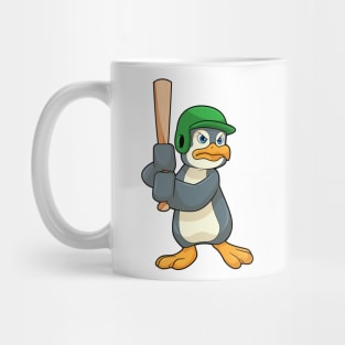 Penguin at Baseball with Baseball bat & Helmet Mug